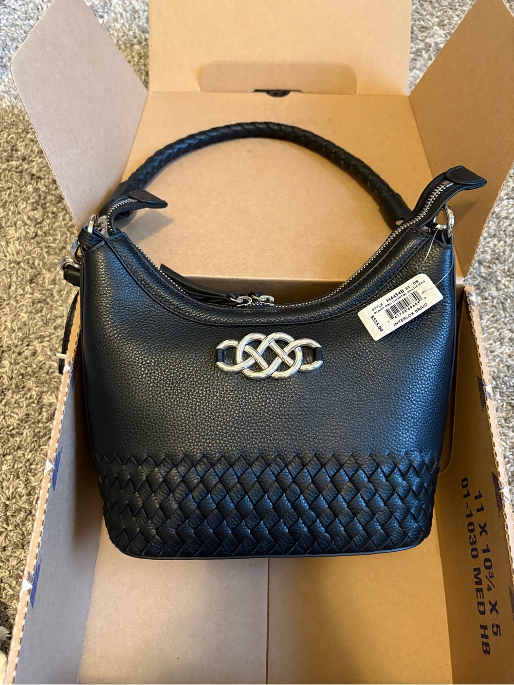 Brighton Woven Leather Shoulder Bag with Silver Accent and Woven wallet